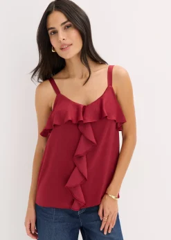 Top à bretelles fines en satin brillant