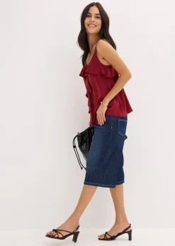 Top à bretelles fines en satin brillant