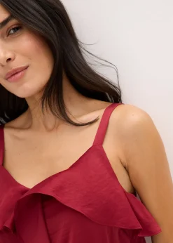 Top à bretelles fines en satin brillant