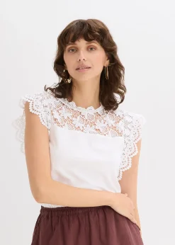 Top à empiècement dentelle