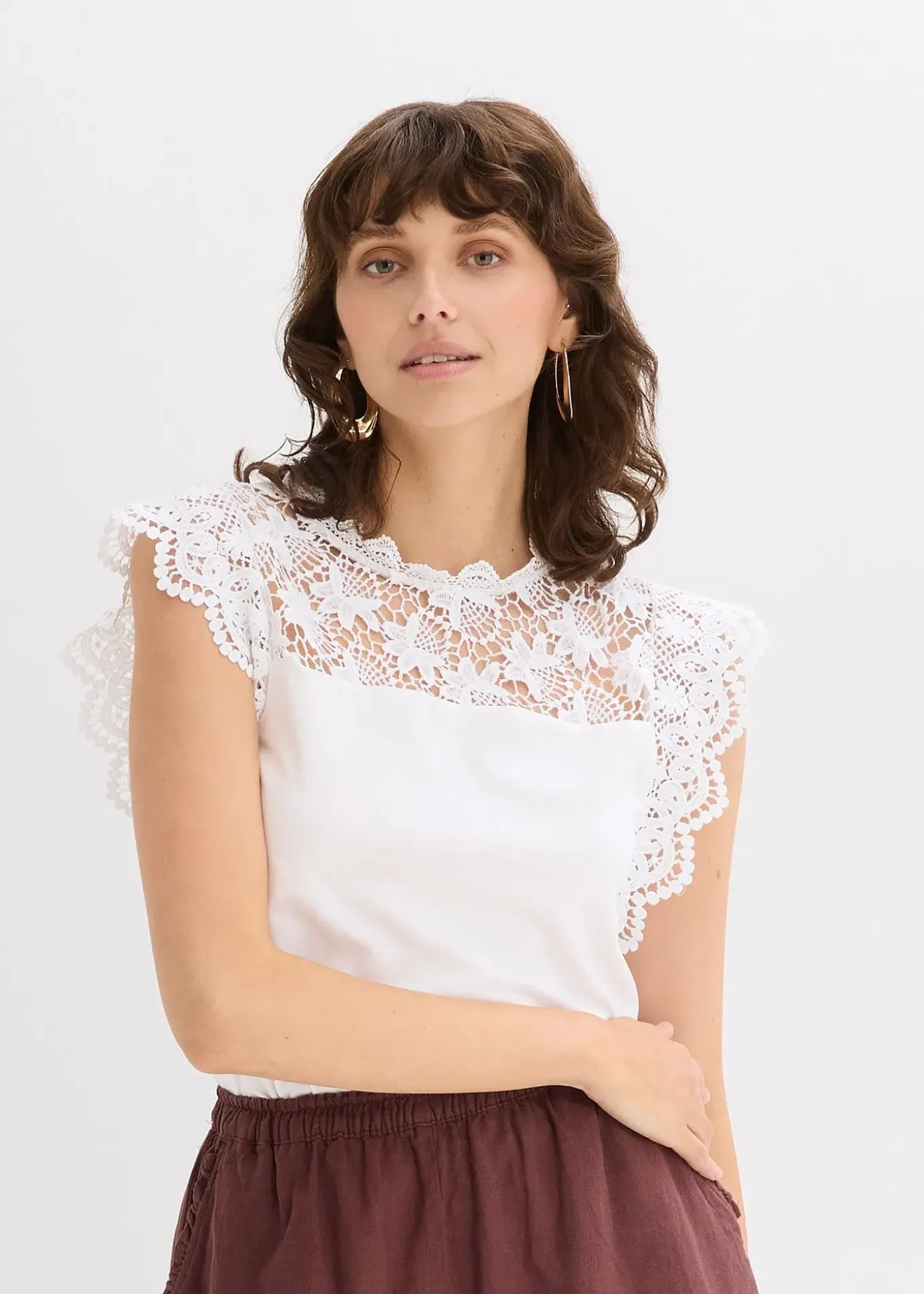 Top à empiècement dentelle