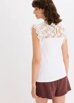 Top à empiècement dentelle