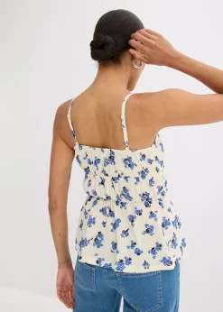 Top à fines bretelles en crêpe texturé