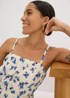 Top à fines bretelles en crêpe texturé