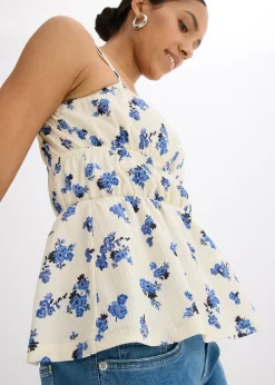 Top à fines bretelles en crêpe texturé