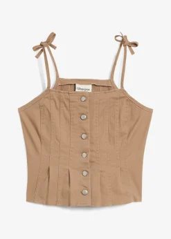 Top à fines bretelles en toile de coton extensible