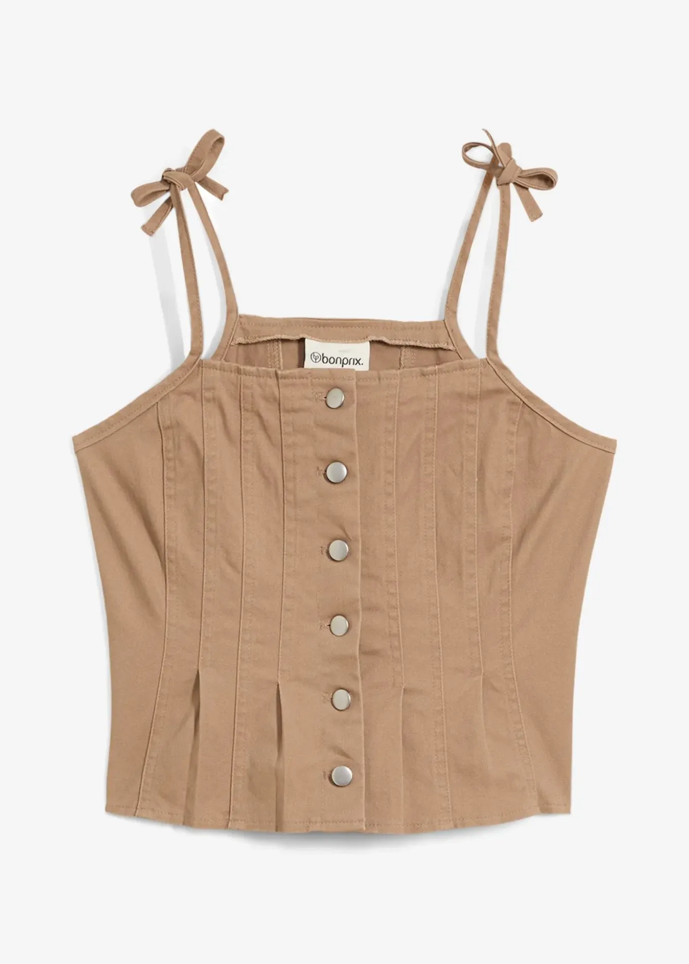 Top à fines bretelles en toile de coton extensible