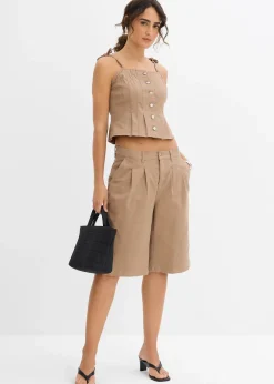 Top à fines bretelles en toile de coton extensible