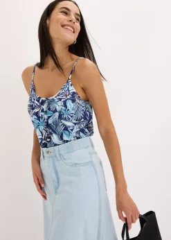 Top à fines bretelles en viscose extensible douce