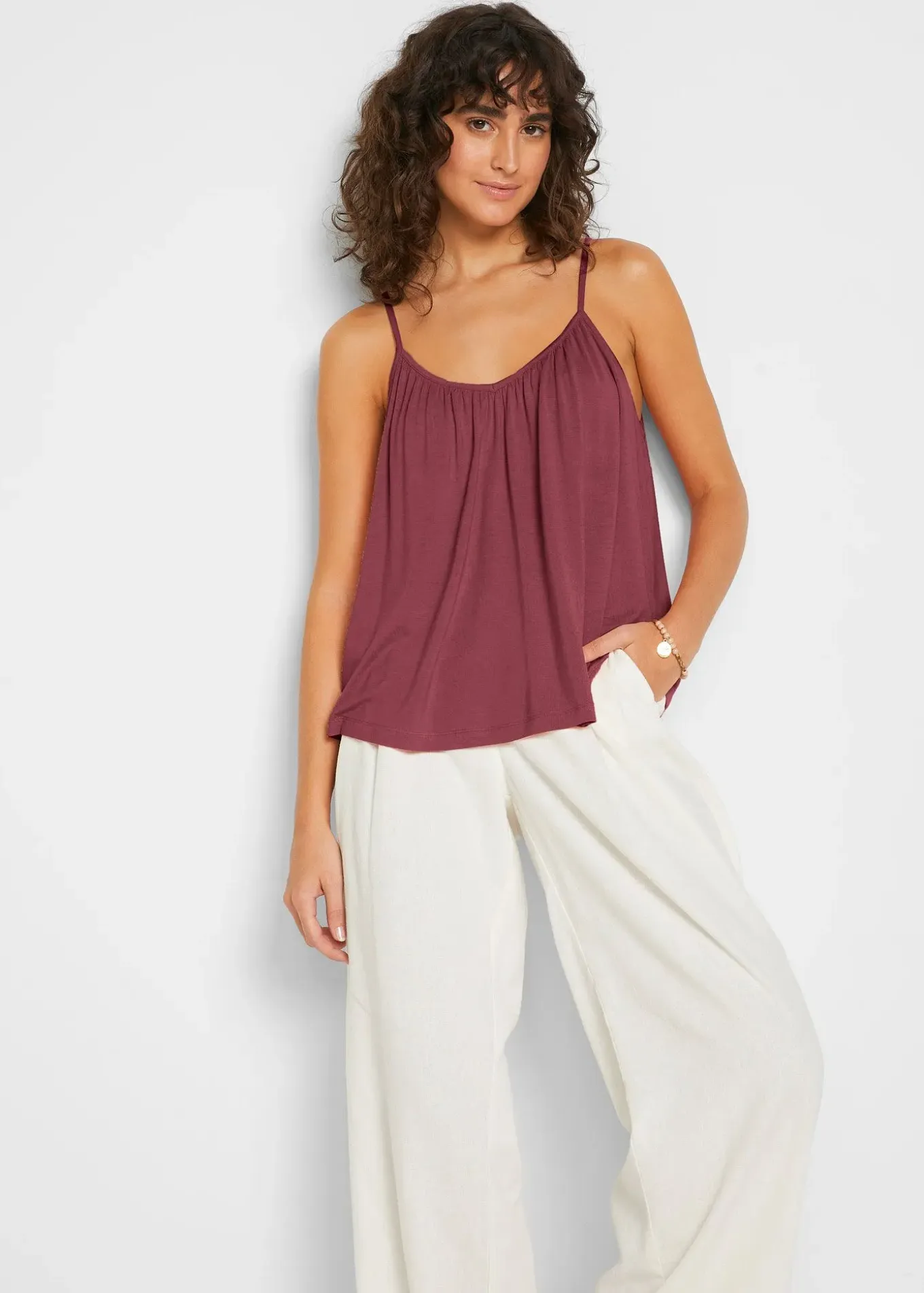 Top à fines bretelles en viscose fluide