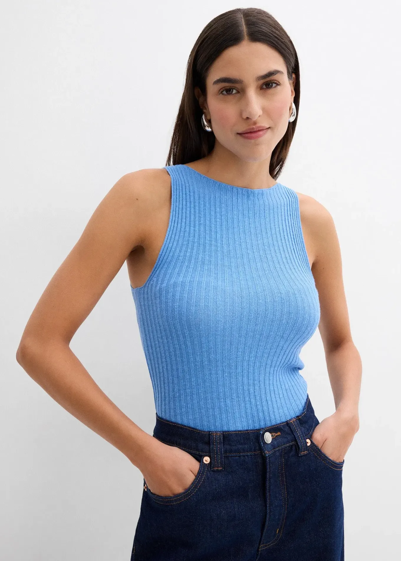 Top ajusté en maille de viscose mélangée