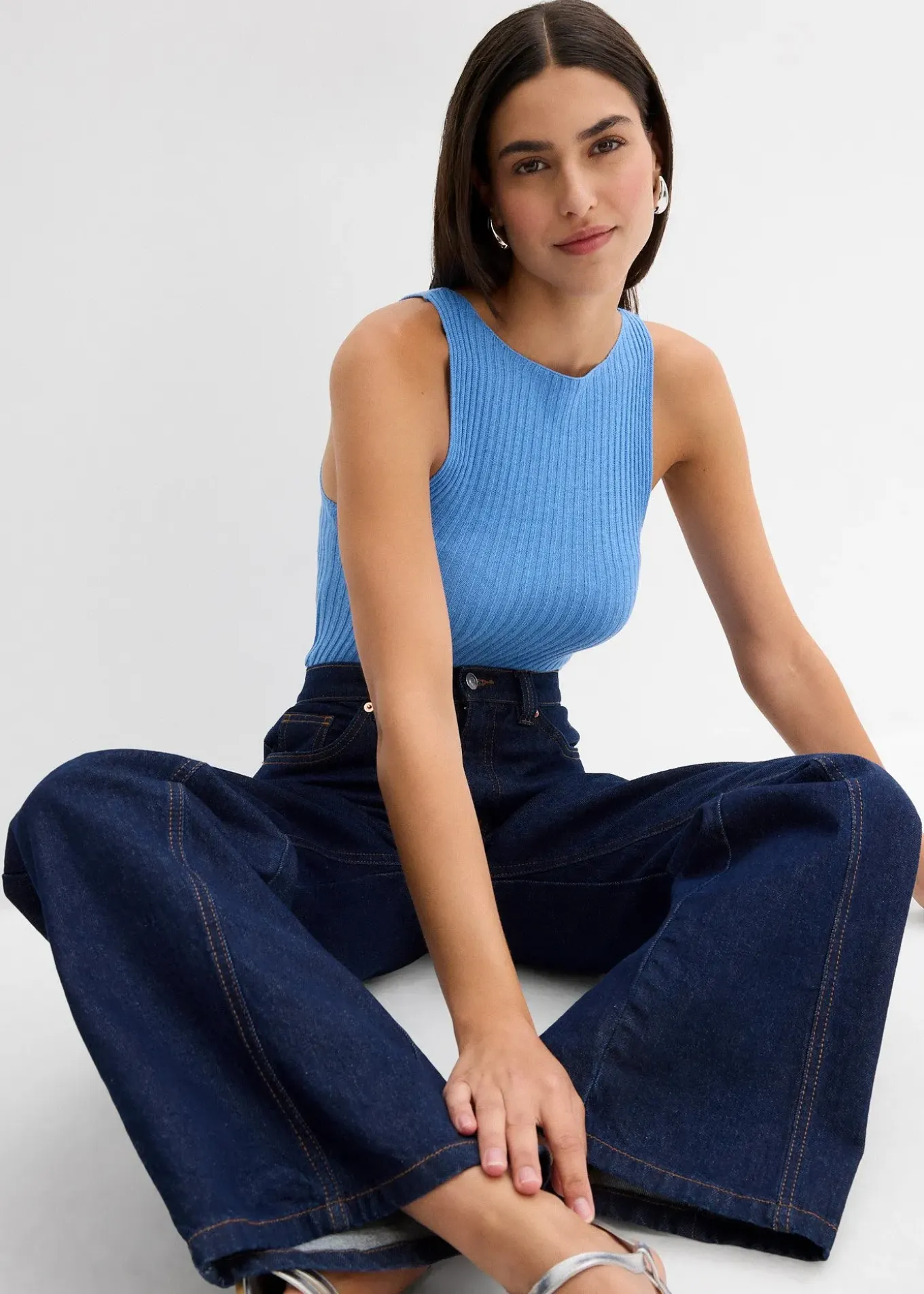 Top ajusté en maille de viscose mélangée