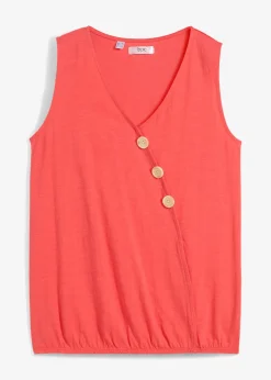 Top en coton style cache-cœur à base élastiquée