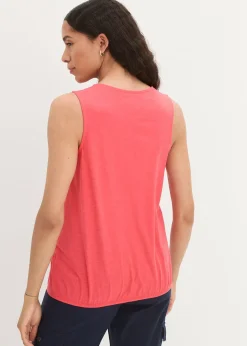 Top en coton style cache-cœur à base élastiquée