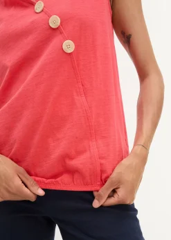 Top en coton style cache-cœur à base élastiquée