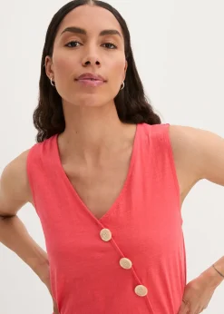 Top en coton style cache-cœur à base élastiquée