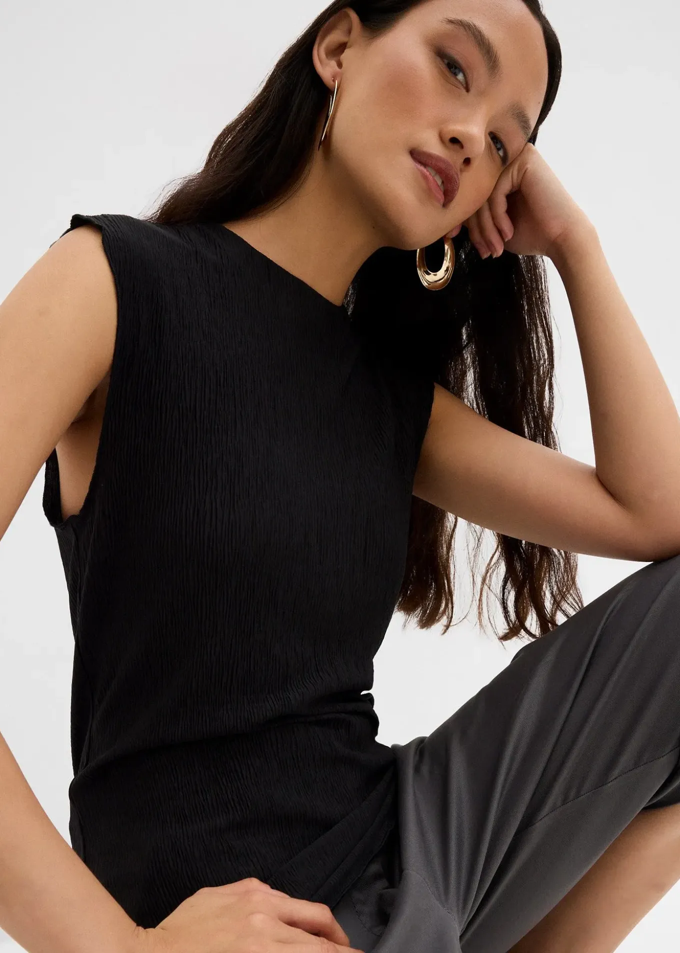 Top en crépon texturé