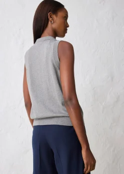 Top en fine maille avec soie et col polo