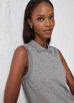 Top en fine maille avec soie et col polo