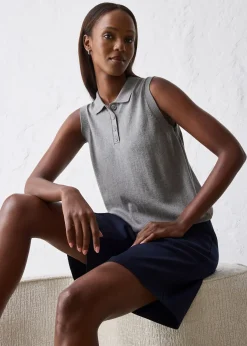 Top en fine maille avec soie et col polo