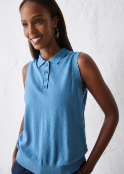 Top en fine maille avec soie et col polo