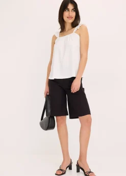 Top en jersey crêpe à bretelles volantées