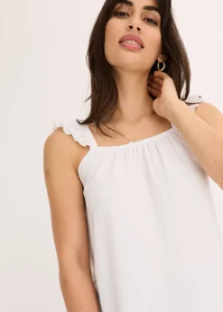 Top en jersey crêpe à bretelles volantées