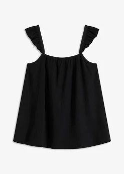 Top en jersey crêpe à bretelles volantées