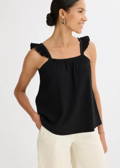 Top en jersey crêpe à bretelles volantées