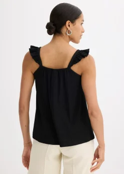 Top en jersey crêpe à bretelles volantées