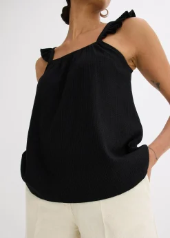 Top en jersey crêpe à bretelles volantées