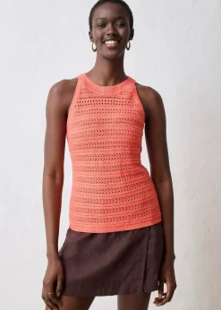 Top en maille ajourée avec lin