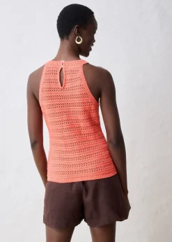 Top en maille ajourée avec lin