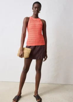 Top en maille ajourée avec lin