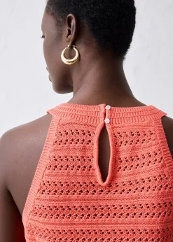 Top en maille ajourée avec lin