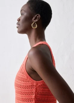 Top en maille ajourée avec lin