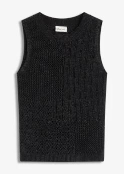 Top en maille ajourée avec fibres métallisées