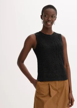 Top en maille ajourée avec fibres métallisées