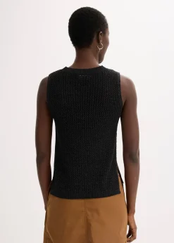 Top en maille ajourée avec fibres métallisées