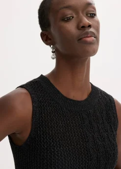 Top en maille ajourée avec fibres métallisées