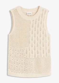 Top en maille ajourée avec fibres métallisées