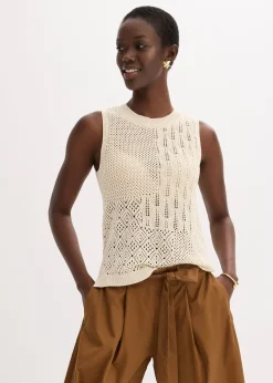 Top en maille ajourée avec fibres métallisées