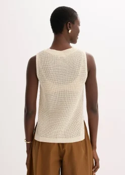 Top en maille ajourée avec fibres métallisées