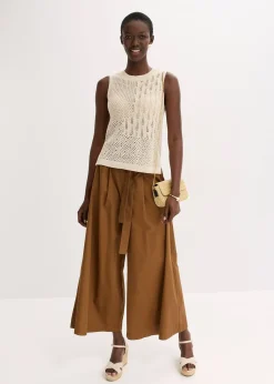 Top en maille ajourée avec fibres métallisées