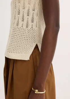 Top en maille ajourée avec fibres métallisées