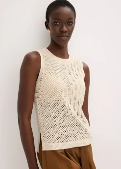 Top en maille ajourée avec fibres métallisées