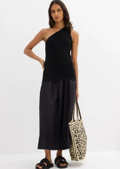 Top en maille asymétrique en viscose mélangée