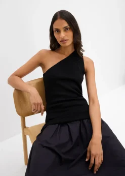 Top en maille asymétrique en viscose mélangée