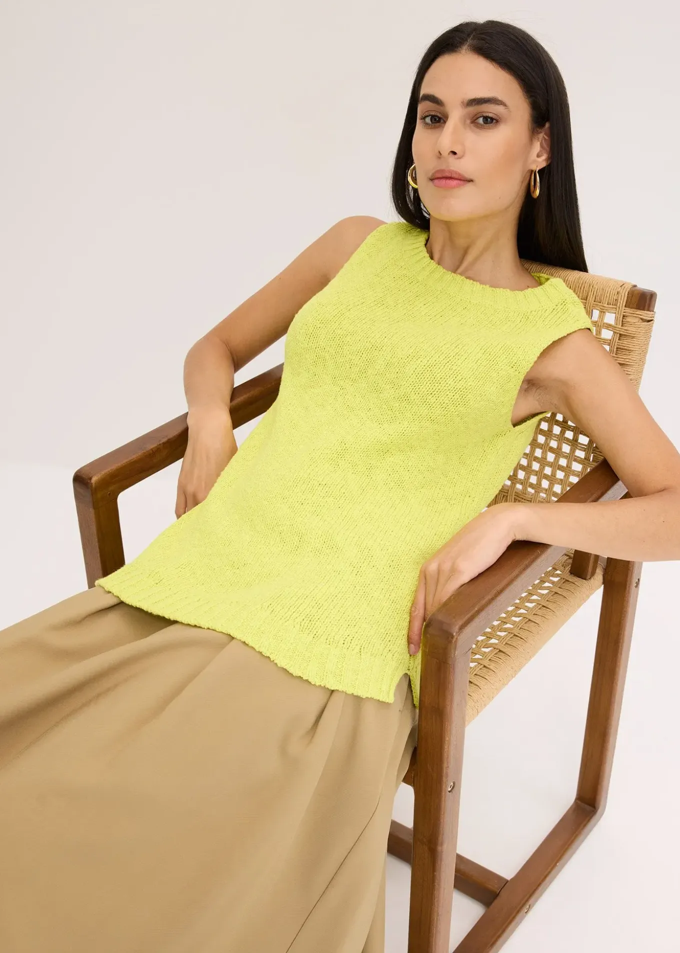 Top en maille coton texturée