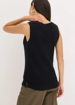 Top en maille coton texturée